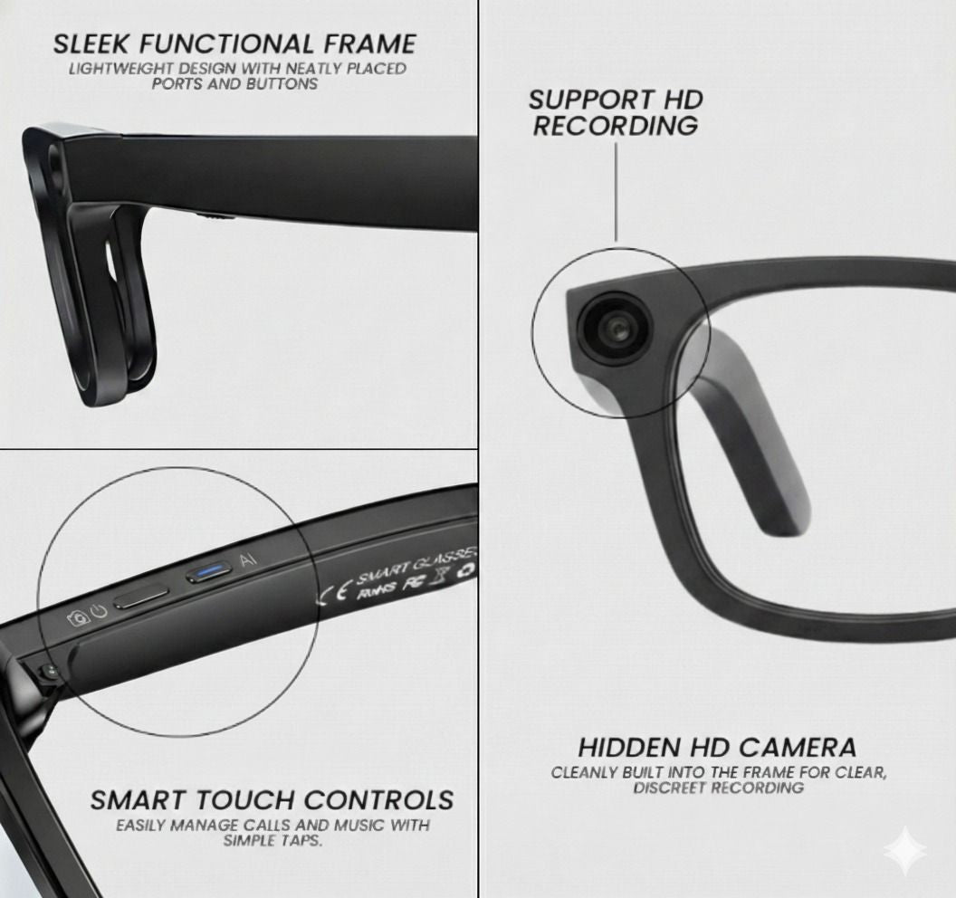 Befach AI Smart Glasses with 1080P Camera, Real-Time Translation & Voice Assistant