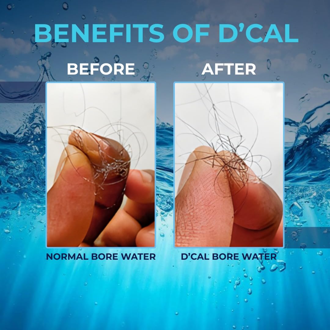 D'Cal - Hard Water Softener | For Complete House | Protects Taps, Pipes & Bathrooms | Reduces Dry Skin & Hair Loss | Easy to Use | 1 year Life | No Maintenance | Food Grade