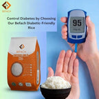 Befach Fortified Low GI Rice | Certified by National Institute of Nutrition | Low Sugar | Low GI | No Pesticides, Non GMO, Perfect for Diet & Diabetic People | 1kg