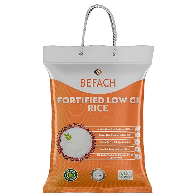 Befach Low GI Fortified Rice 4Kg  | Diabetes Friendly Low Glycemic Index Rice | High Fibre Vitamin & Mineral Enriched Daily Rice | Supports Healthy Blood Sugar Levels