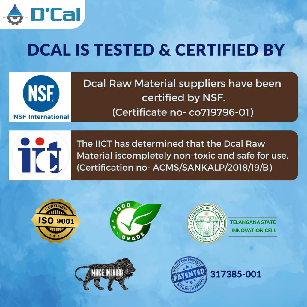 D'Cal - Hard Water Softener | For Complete House | Protects Taps, Pipes & Bathrooms | Reduces Dry Skin & Hair Loss | Easy to Use | 1 year Life | No Maintenance | Food Grade