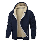 Casual Hoodies For Men Heavyweight Fleece Sweatshirt Winter Thick Sherpa Lined Hooded Zipper Jacket Thick Streetwear Coats