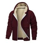 Casual Hoodies For Men Heavyweight Fleece Sweatshirt Winter Thick Sherpa Lined Hooded Zipper Jacket Thick Streetwear Coats