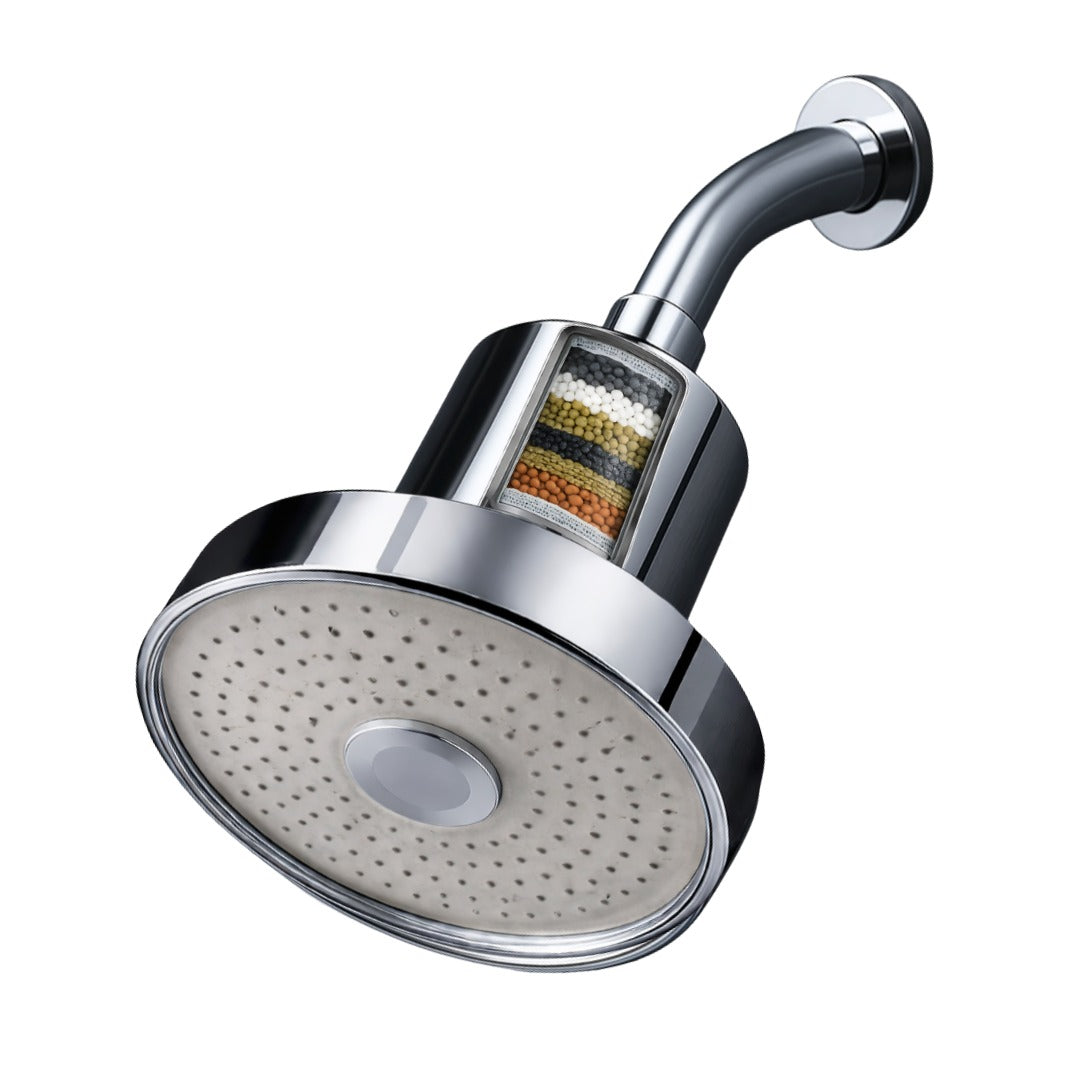 D'cal 20-Stage Household Gray Shower Water Filter System | Activated Carbon Shower Head Filter | Removes Chlorine, Impurities, and Improves Water Quality for Healthier Skin and Hair